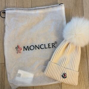 Moncler Ivory Knit Beanie
